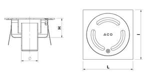 Siphon de sol ACO NETDRAIN standard sortie verticale DN50 en acier inoxydable - 200 x 200 mm