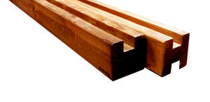 Poteau départ de clôture H en bois massif - traité classe 4 - brun - L. 2400 x l. 90 x H. 90 mm