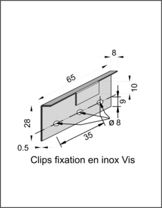 Clips de fixation en inox par vis Diam. 8 mm - Sachet de 100 pièces