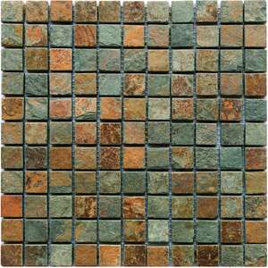 Mosaïque pour mur intérieur / extérieur en pierre naturel TERCOCER multicolor, carreaux 2,5x2,5, plaque L.30,5 x l. 30,5 cm