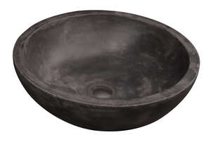 Vasque ronde à poser en ciment TERCOCER THAI gris foncé Diam. 40 x H. 14 cm