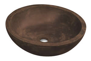 Vasque ronde à poser en ciment TERCOCER THAI brun vintage Diam. 40 x H. 14 cm