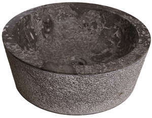 Vasque ronde à poser en pierre naturelle TERCOCER THAI marbre gris poli Diam. 42 x H. 15 cm
