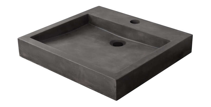 Vasque rectangulaire à poser en ciment TERCOCER THAI gris foncé L. 50 x l. 45 x H. 8 cm