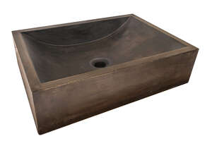 Vasque rectangulaire à poser en ciment TERCOCER THAI brun vintage L. 49,5 x l. 35 x H. 12 cm