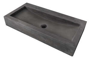 Vasque rectangulaire à poser en ciment TERCOCER THAI gris foncé L. 40 x l. 23 x H. 10 cm