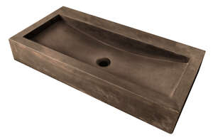 Vasque rectangulaire à poser en ciment TERCOCER THAI brun vintage L. 40 x l. 23 x H. 10 cm