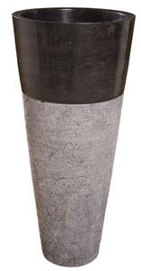 Vasque ronde sur pied en pierre naturelle TERCOCER THAI marbre noir Diam. 42 x H. 90 cm