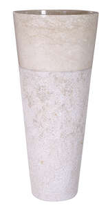 Vasque ronde sur pied en pierre naturelle TERCOCER THAI marbre ivoire Diam. 42 x H. 90 cm