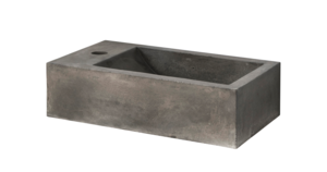 Vasque rectangulaire à poser en ciment TERCOCER THAI gris ciment L. 40 x l. 23 x H. 10 cm