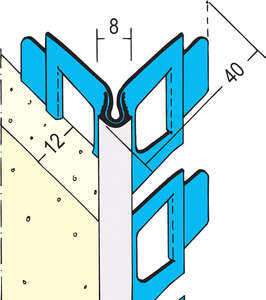 Cornière d'angle pour enduits intérieur/extérieur en acier galvanisé et PVC L. 2500 x Ép. 12 mm