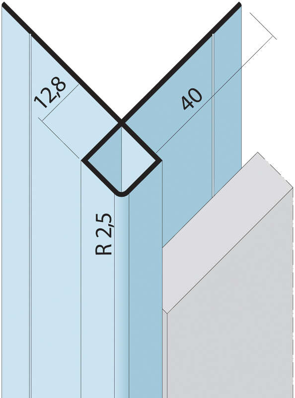 Cornière d'angle sans recouvrement des arêtes de coupe en aluminium L. 3000 x Ép. 12,8 mm