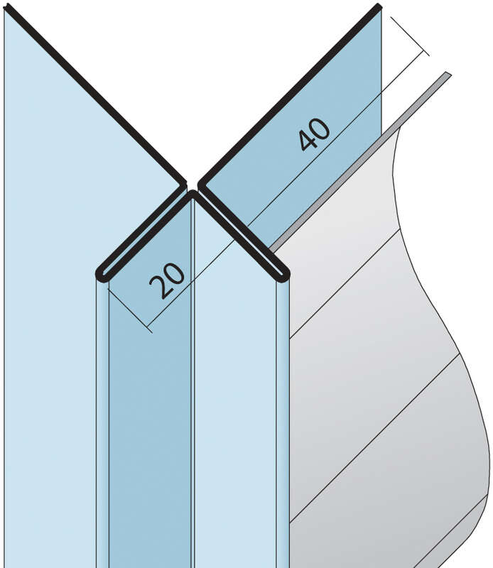 Cornière d'angle sans recouvrement des arêtes de coupe en aluminium L. 2500 x Ép. 20 mm