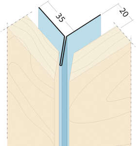 Cornière d'angle Y sans recouvrement des arêtes de coupe en aluminium L. 2500 x Ép. 20 mm