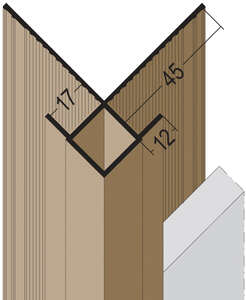 Cornière d'angle avec recouvrement des arêtes de coupe en PVC L. 3000 x Ép. 17 mm noir blanc brun rouge