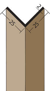 Cornière d'angle de raccord en PVC L. 2500 x l. 25 x H. 25 x Ép. 2,0 mm noir blanc
