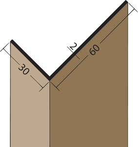 Cornière d'angle de raccord en PVC L. 2500 x l. 60 x H. 30 x Ép. 2,0 mm brun noir blanc