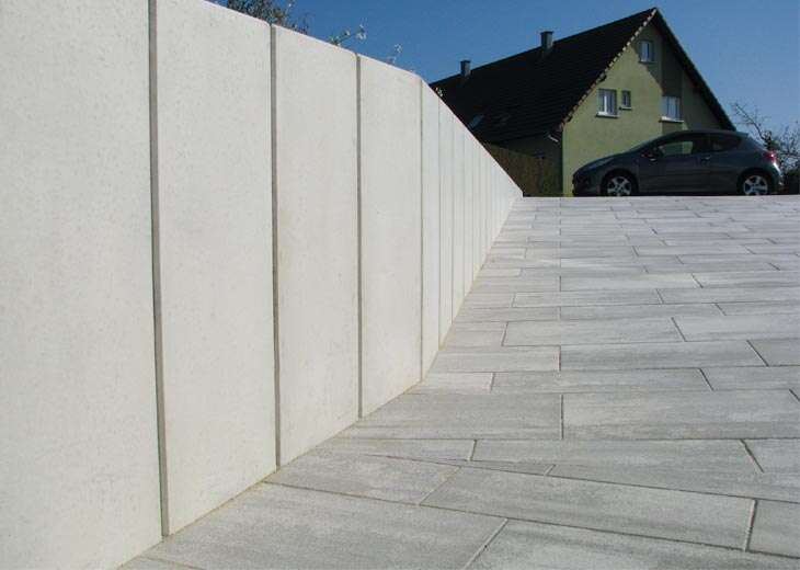 Mur en L armé en béton gris lisse L. 280 x l. 99 x Prof. 170 cm - Ép. 12 cm