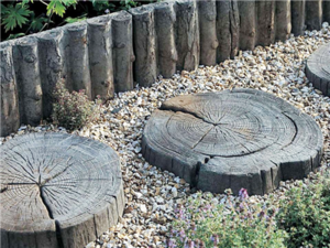 Pas japonais en béton moulé effet bois MARSHALLS TIMBERSTONE Driftwood Diam. 30/45 x Ép. 5 cm