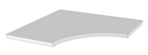 Margelle d'angle arrondie en céramique 20 mm, bord 1/4 rond MARSHALLS UNI Grey L. 80 x l. 80 x Ép. 2 cm