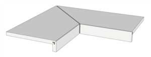 Margelle d'angle avec retombée en céramique 20 mm MARSHALLS GRIFIA Grey 2 pièces L. 60 x l. 60 x Ép. 2/6 cm