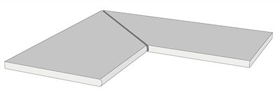 Margelle d'angle en céramique 20 mm, bord 1/2 rond MARSHALLS UNI Grey 2 pièces L. 80 x l. 80 x Ép. 2 cm