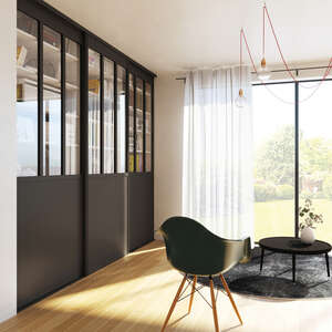 Porte de placard coulissante atelier profil DIAMANT