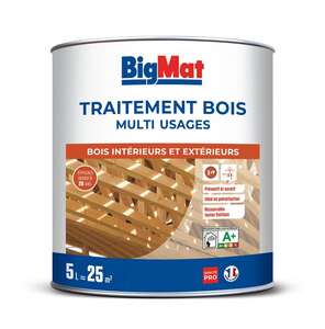 Traitement multi-usages BIGMAT pour bois extérieurs et intérieurs - Pot 5 L