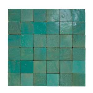 Mosaïque en terre cuite émaillée BATI ORIENT ZELLIGE Vert Lagon - carreaux 5 x 5 cm - Plaque L. 30 x l. 30 cm x Ép. 12 mm