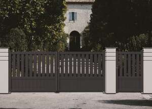 Portail Alu droit battant DC MIMAS CT 39 - Blanc - Ouverture manuelle