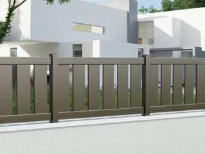 Clôture aluminium à barreaudage vertical large 180x20 mm DC CYCLADES 180 - CL CT 08B - Poteaux 80x80 mm