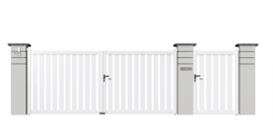 Portail PVC Battant sur cadre alu vissé intégré DC INDUS CV 08 - Blanc - ouverture manuelle ou motorisée