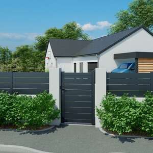 Portillon en aluminium battant, COTES JARDIN modèle PASSIFLORE, l. 1,04 m x h. 1,55 m x Ép. 93 mm, plusieurs coloris disponibles