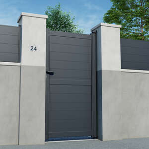 Portillon en aluminium battant, COTES JARDIN modèle IF, l. 1,04 m x h. 1,74 m x Ép. 93 mm, plusieurs coloris disponibles