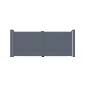 Portail en aluminium battant, 2 vantaux, COTES JARDIN modèle IF, l. 4,06 m x h. 1,74 m x Ép. 93 mm, plusieurs coloris disponibles