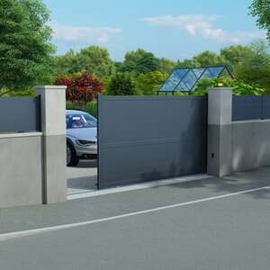 Portail en aluminium coulissant, COTES JARDIN modèle IF, l. 3,06 m x h. 1,73 m x Ép. 93 mm, plusieurs coloris disponibles