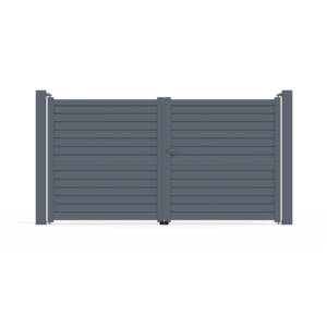 Portail en aluminium battant, 2 vantaux, COTES JARDIN modèle IBIS, l. 3,56 m x h. 1,916 m x Ép. 93 mm, plusieurs coloris disponibles
