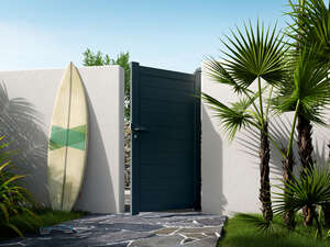 Portillon en aluminium battant, COTES JARDIN modèle SIPO, l. 1,04 m x h. 1,752 m x Ép. 50 mm, plusieurs coloris disponibles