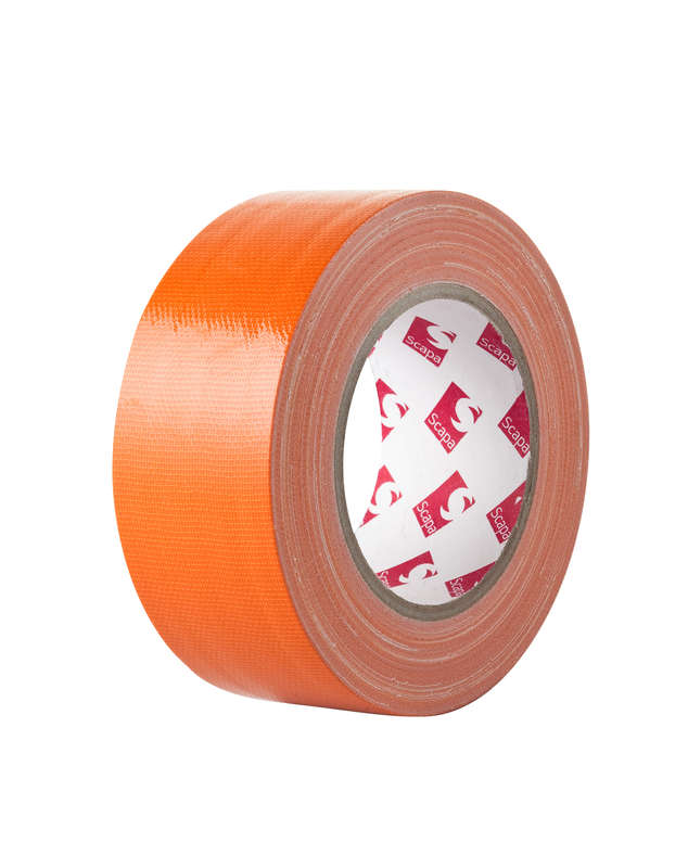 Ruban toile en polyéthylène orange façadier - Rouleau de l. 48 mm x L. 33 m