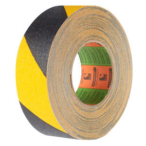 ruban adhésif antidérapant, spécialement recommandé pour la sécurisation des escaliers, des surfaces glissantes - 18m x 25mm - Jaune / Noir