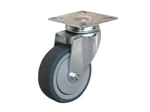 Roulette de collectivité à platine pivotante pour ameublement en caoutchouc Diam. 50 x l. 17 mm gris