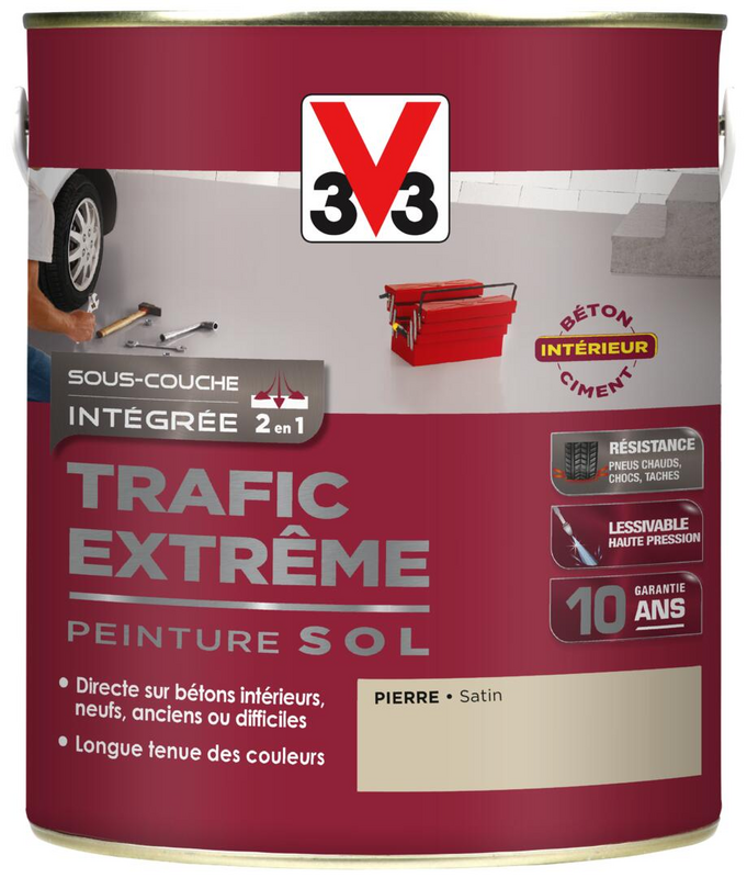 Peinture pour sols TRAFIC EXTREME satin pierre - Pot de 2,5 L