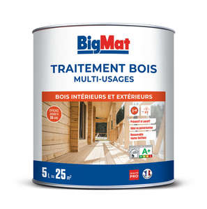 Traitement multi-usages BIGMAT pour bois extérieurs et intérieurs - Pot 5 L