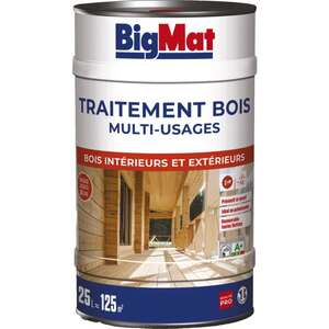 Traitement multi-usages BIGMAT pour bois extérieurs et intérieurs - Pot de 25 L