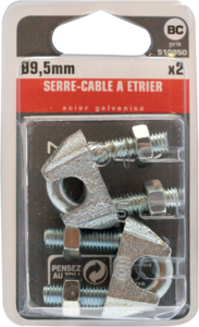 Serre-câble à étrier en acier galvanisé Diam. 9,5 x L. 42 mm