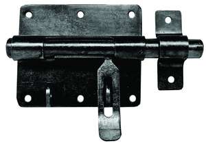 Verrou box porte de cadenas avec gâche en acier zingué Diam. 16 x L. 143 mm noir