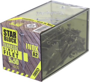 Vis terrasse STARBLOCK en inox A2 Diam. 5 x L. 50 mm - Boîte de 200 pièces