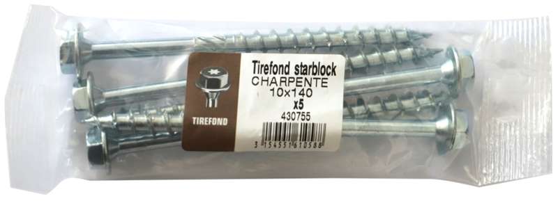 Tirefond STARBLOCK Diam. 10 x L. 140 mm - Sachet de 5 pièces