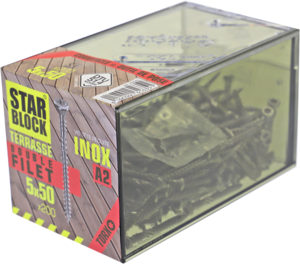 Vis bois STARBLOCK en inox A2 Diam. 5 x L. 50 mm - Boîte de 200 pièces