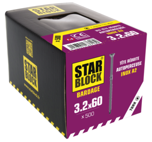 Vis STARBLOCK en acier Diam. 3,2 x L. 60 mm - Boîte de 500 pièces